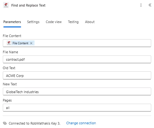 Clique para ampliar Localizar e substituir texto no Power Automate